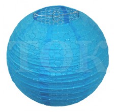 Бумажный фонарик с рисунком голубой 25 см. 0924-7